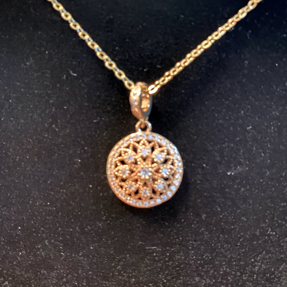 “NEW”.  Beautiful 14k over sterling silver pendant